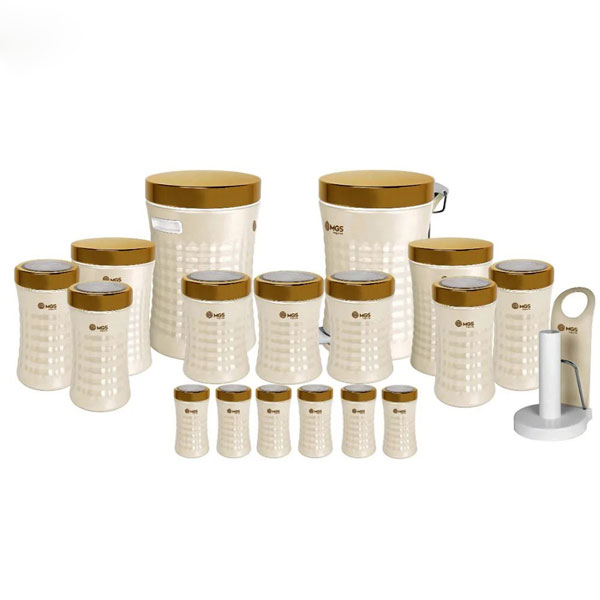 سرویس آشپزخانه 18 پارچه کرم درب طلایی